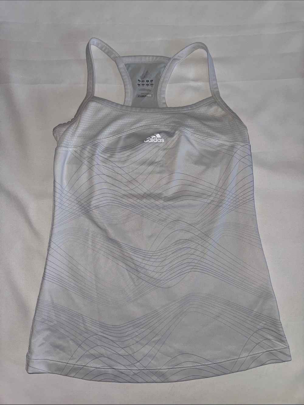 adidas White Racerback Tank with Wave Detail